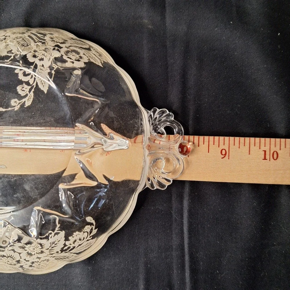 Vintage Silver Overlay Divided‎ Relish Dish Floral Scalloped Candy Bowl 8